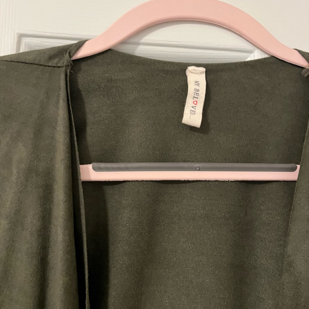 Green suede draped jacket